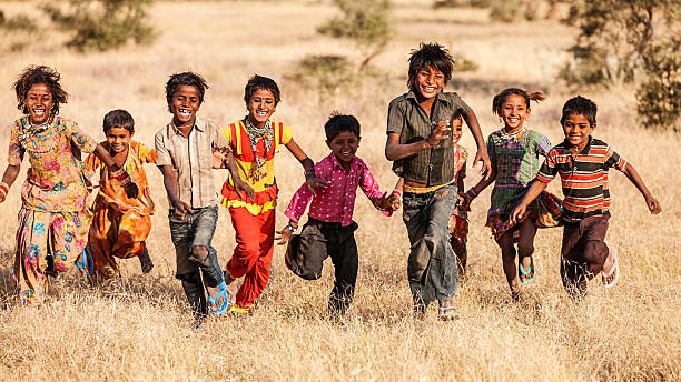 Kids running happy